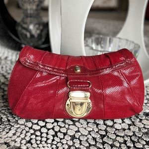 HYPE Large Red Embossed LEATHER Bag Gold Hardware Dust Bag Vintage 80s 90s Vibes